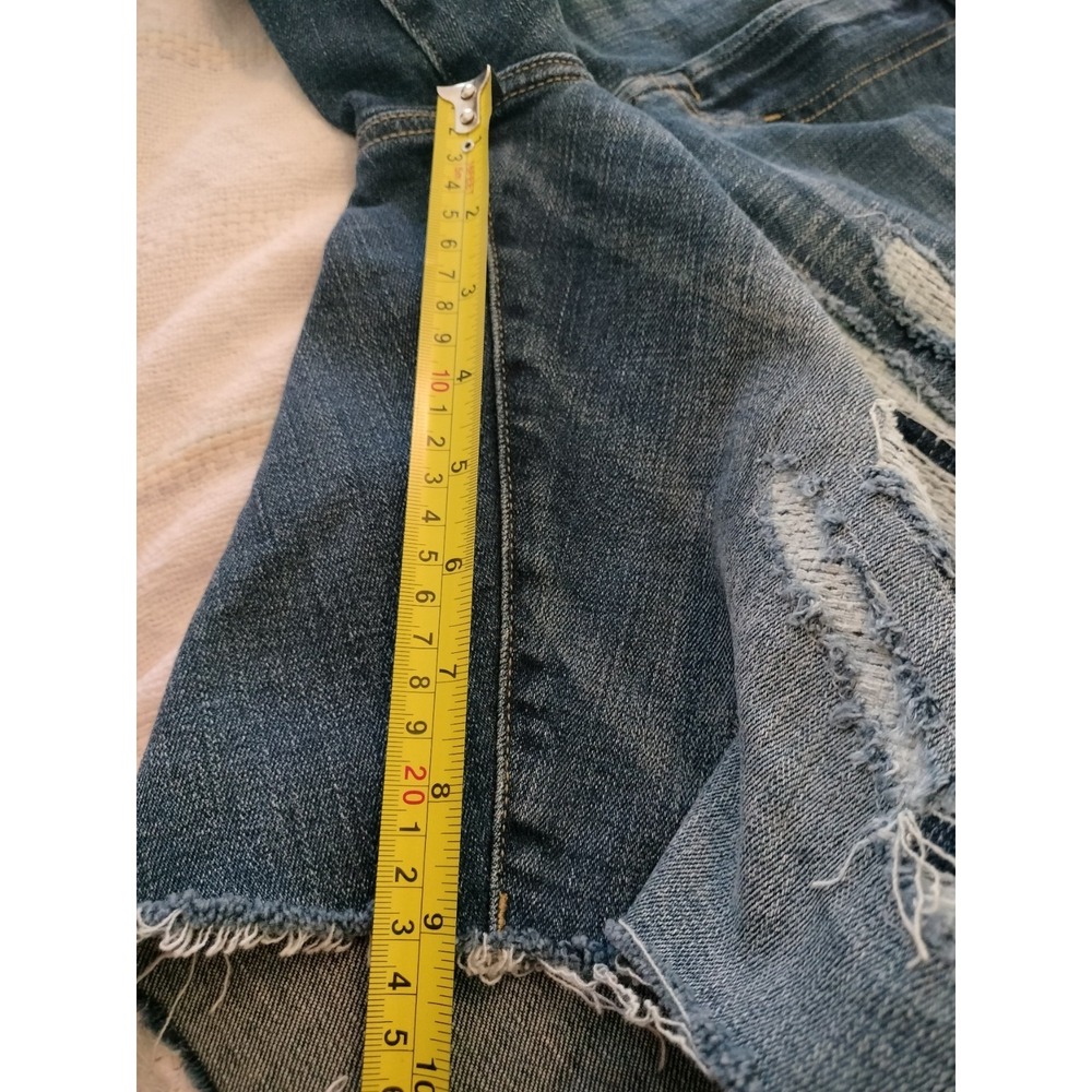 American Eagle Men's Distressed Denim Shorts 36 Patched Rip & Repair Raw Hem - Picture 5 of 16